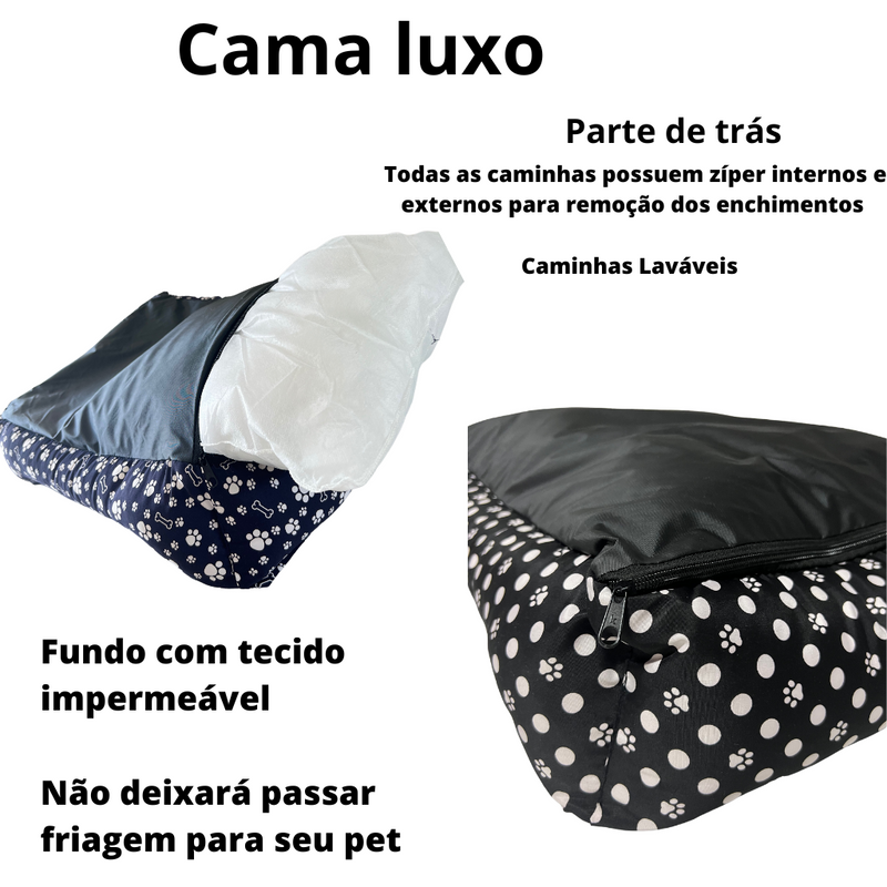 Cama Caminha Pet Cachorro Gato tamanho p,m,g confortável com zíper lavável + almofadinha