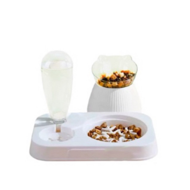 Comedouro e Bebedouro 2 em 1 Para Gatos e Cachorros Com Comedouro Elevado