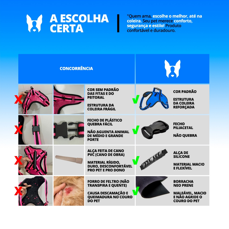 coleira e Guia para cachorro nome personalizado coleira peitoral conforto peiteira sistema amortecedor impacto regulagem