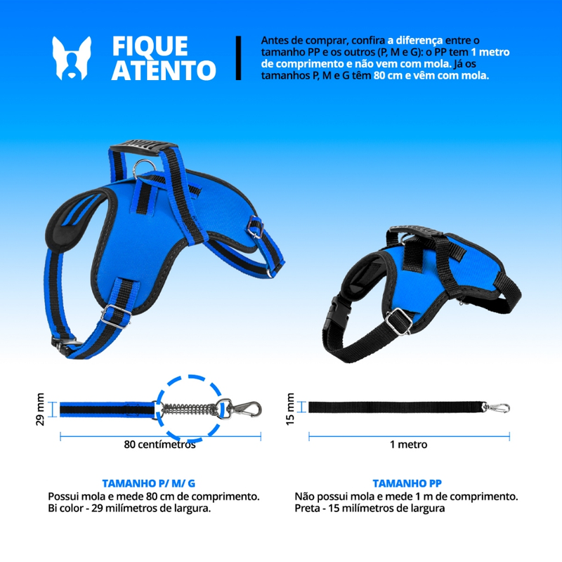coleira e Guia para cachorro nome personalizado coleira peitoral conforto peiteira sistema amortecedor impacto regulagem