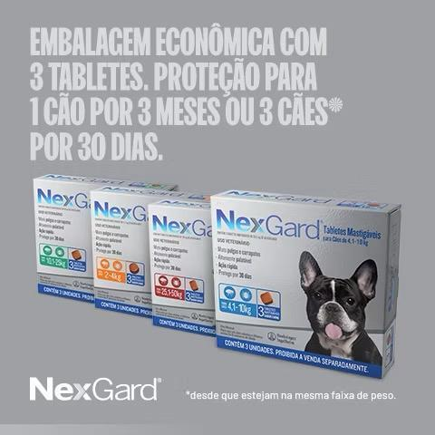 Antipulgas e carrapatos para cães de 25,1 a 50kg - 3 comprimidos