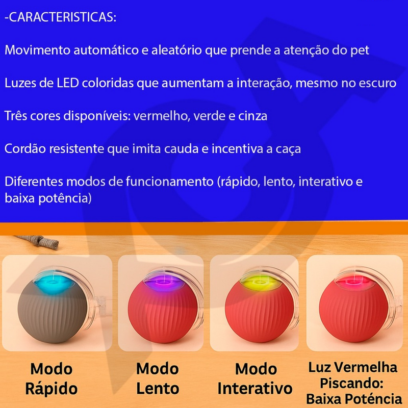 Bola Brinquedo Bolinha Para Gato Cachorro Auto Magico Elétrico Pets Usb Recarregável