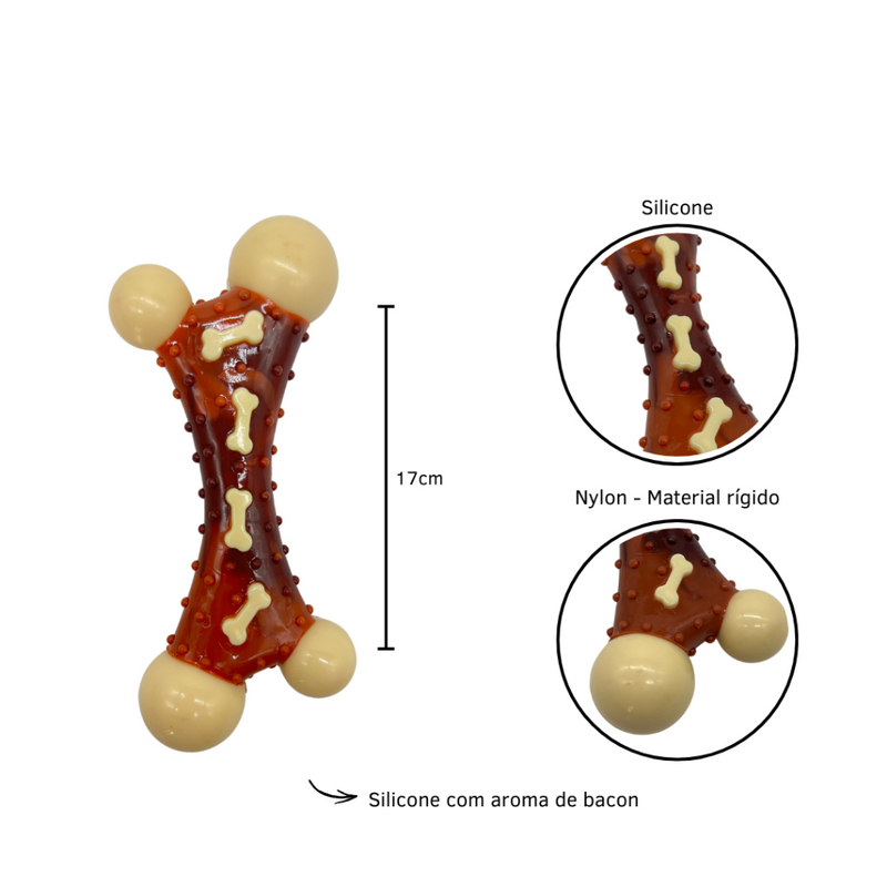Mordedor Osso Flatter com aroma de Bacon para Cachorros e Pets- Bom Amigo