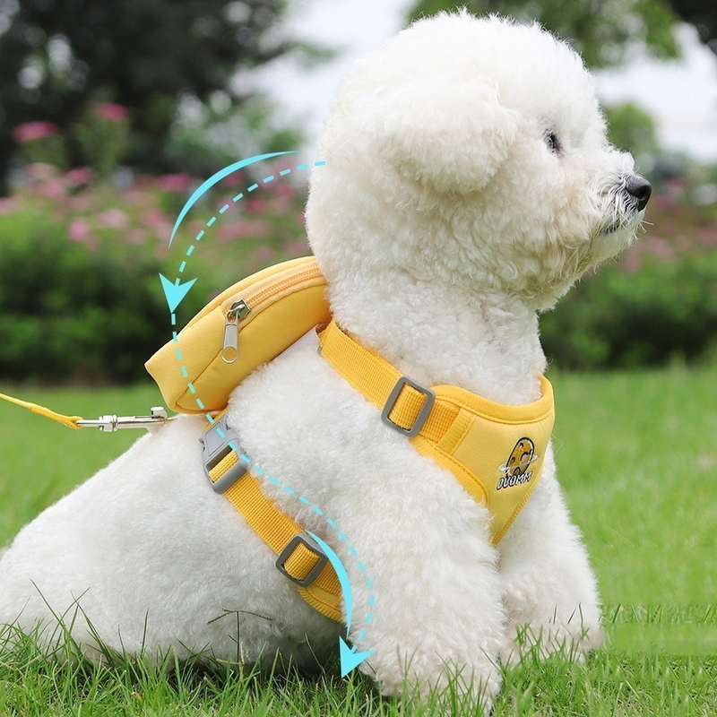 Peitoral Coleira Com Guia e Bolsa Removível Para Cachorro Pet Cães Gatos Pequeno Médio De Viagem