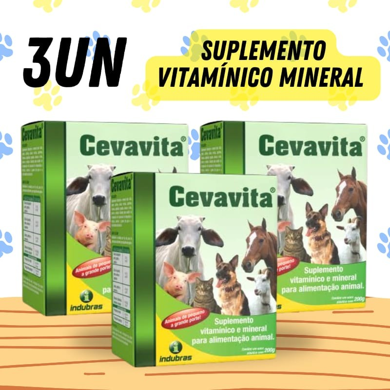 3 Suplemento Vitamínico Mineral Para Animais Cevavita 200g