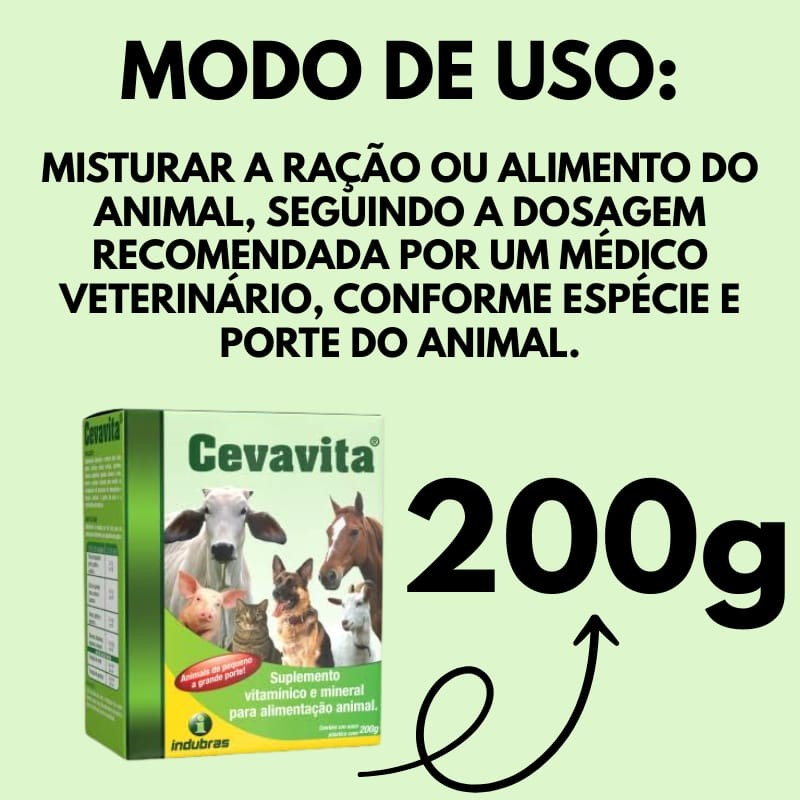 3 Suplemento Vitamínico Mineral Para Animais Cevavita 200g